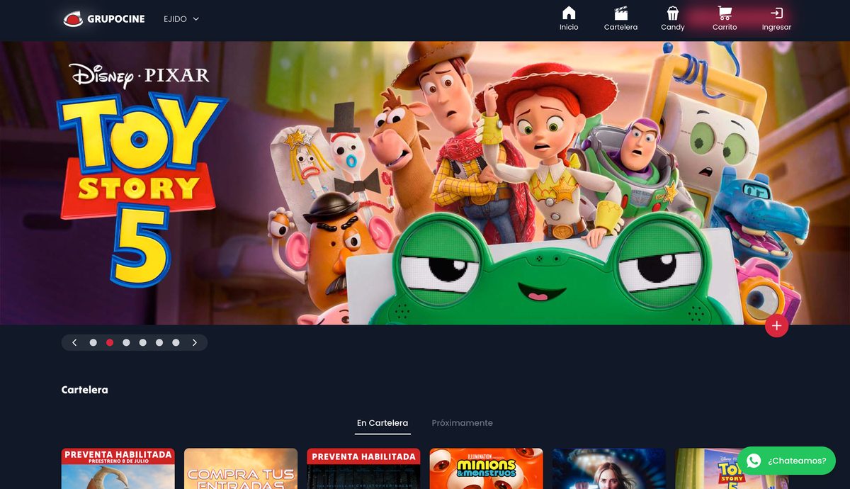 Grupocine-Programmübersicht — Filmraster und Online-Ticketverkauf
